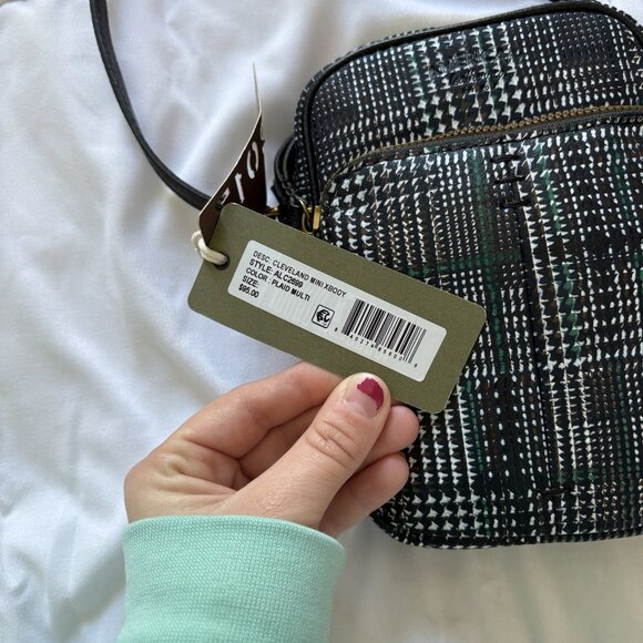 NWT American Leather Co Cleveland Mini Crossbody Bag Black White Striped MSRP 95 - Picture 5 of 8